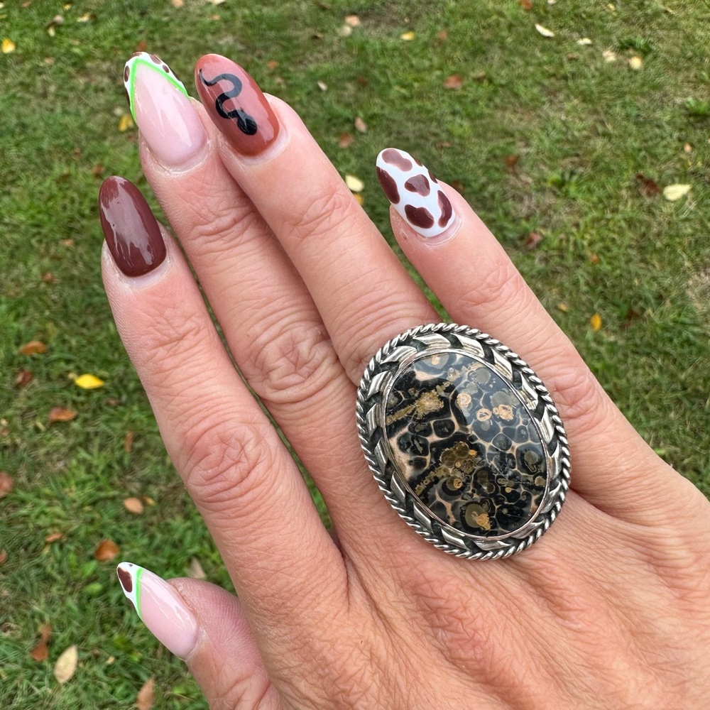 Leopard Jasper Sterling Silver Ring